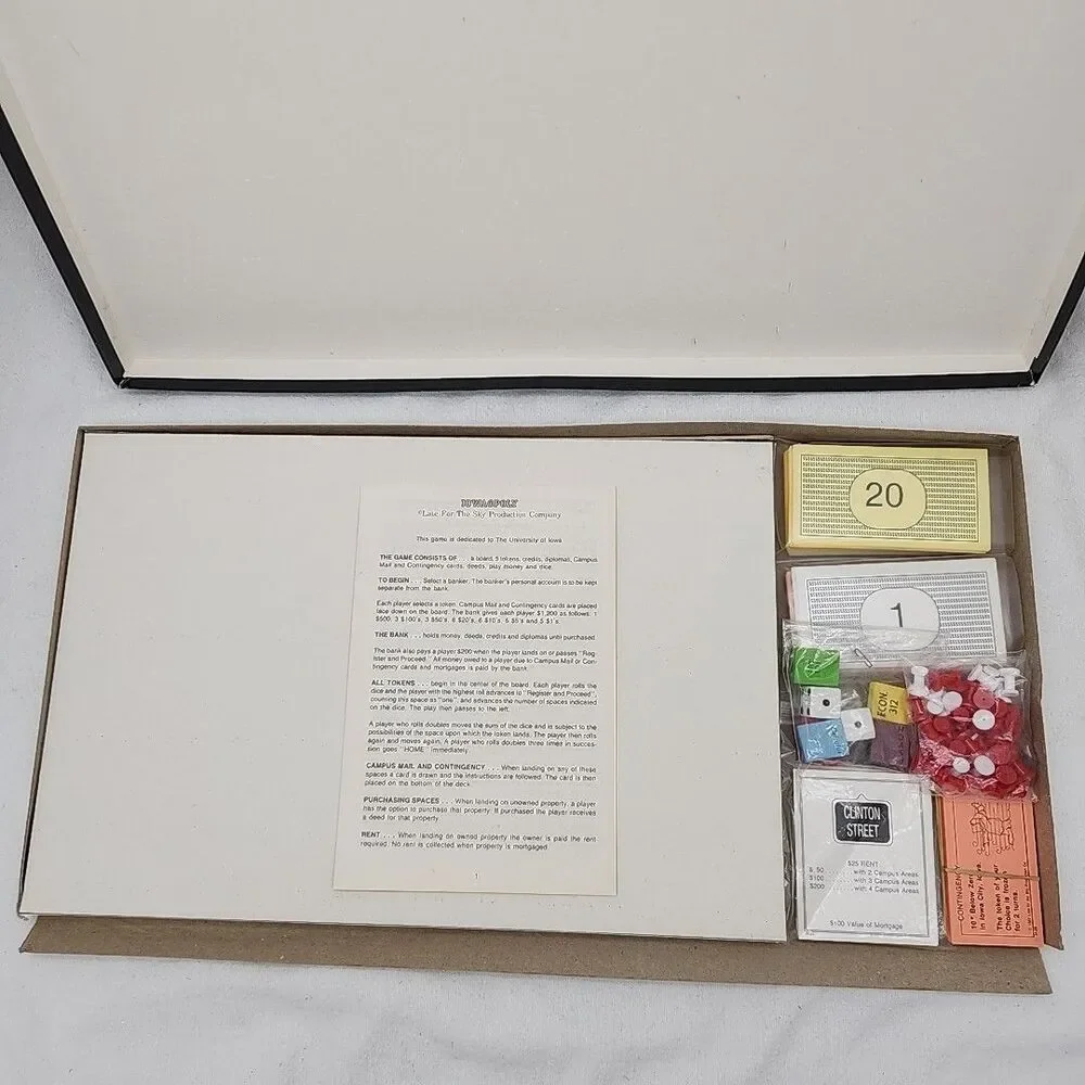 Game Iowaopoly 1st Edition 1987 University Of Iowa, Power Co, Hamburg Inn VTG